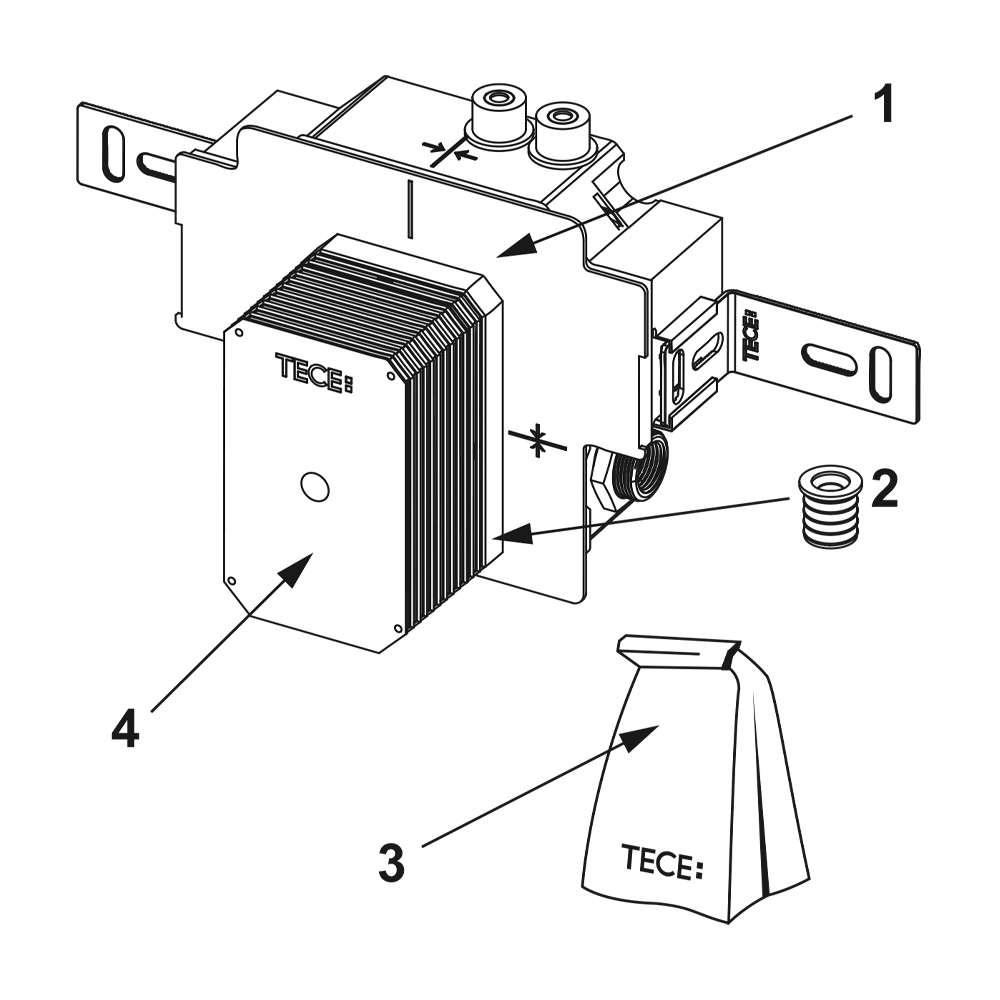 Корпус сливного клапана писсуара U 2 с системой защиты застенного пространства